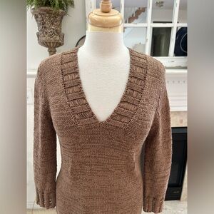 Cambridge Dry Goods Chestnut Brown V-Neck Sweater